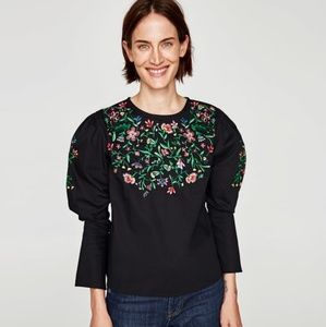 ZARA Poplin Embroidered New Blouse Size: XS